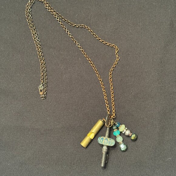 Vintage Chain Fashion Necklace with multiple charms beads - Picture 3 of 4